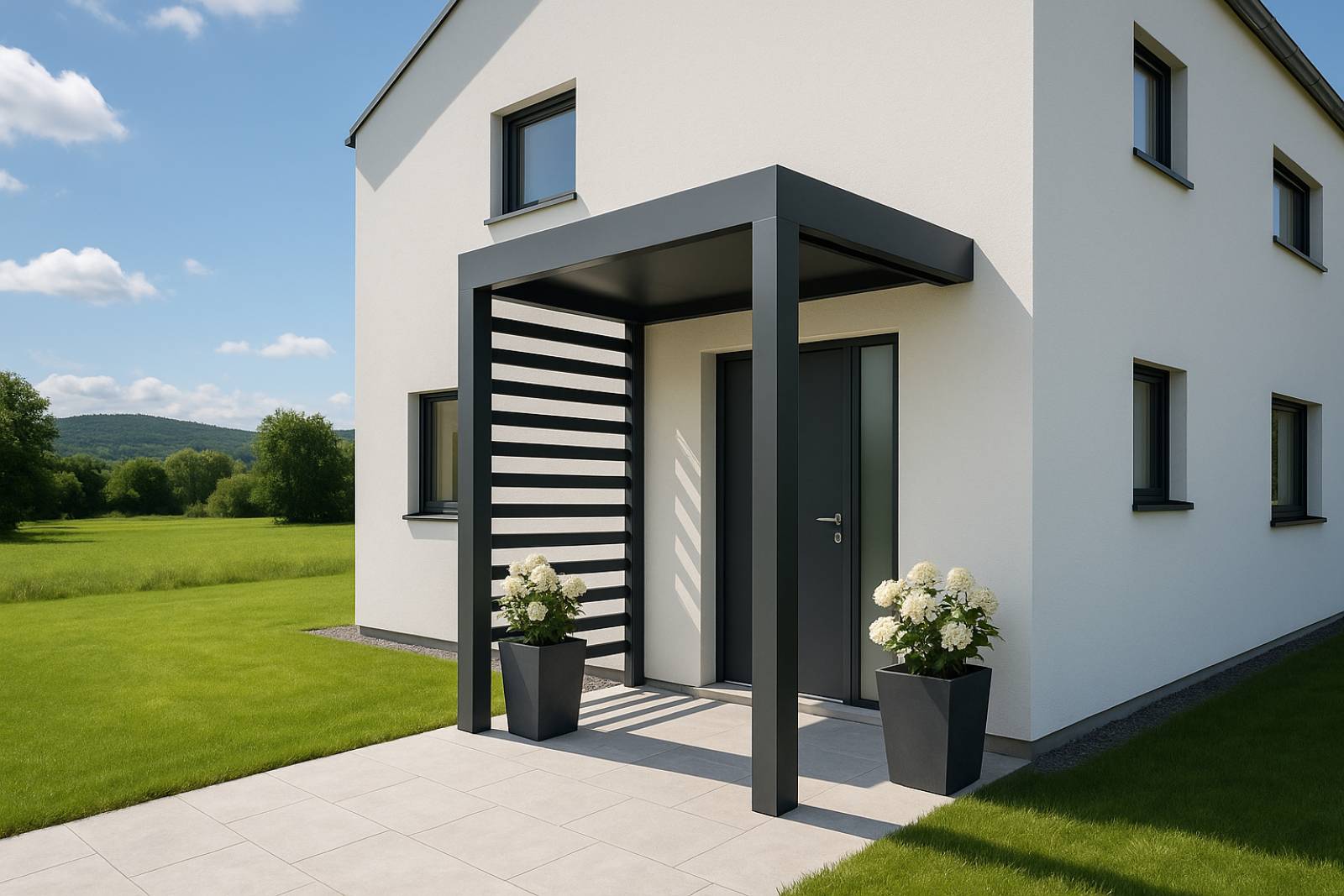 Construction de porche d’entrée en aluminium à Alès (Gard)